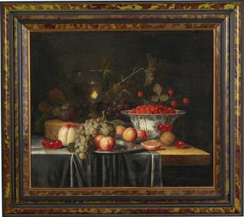 A still life of fruit with a 'Roemer' by 
																			 Pseudo Simons